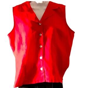 Twyla & Blu Red Linen Vest. L